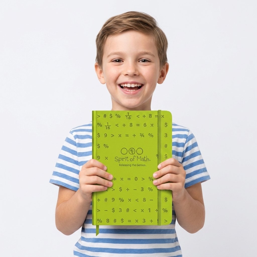 Spirit of Math Notebook — held by a young model