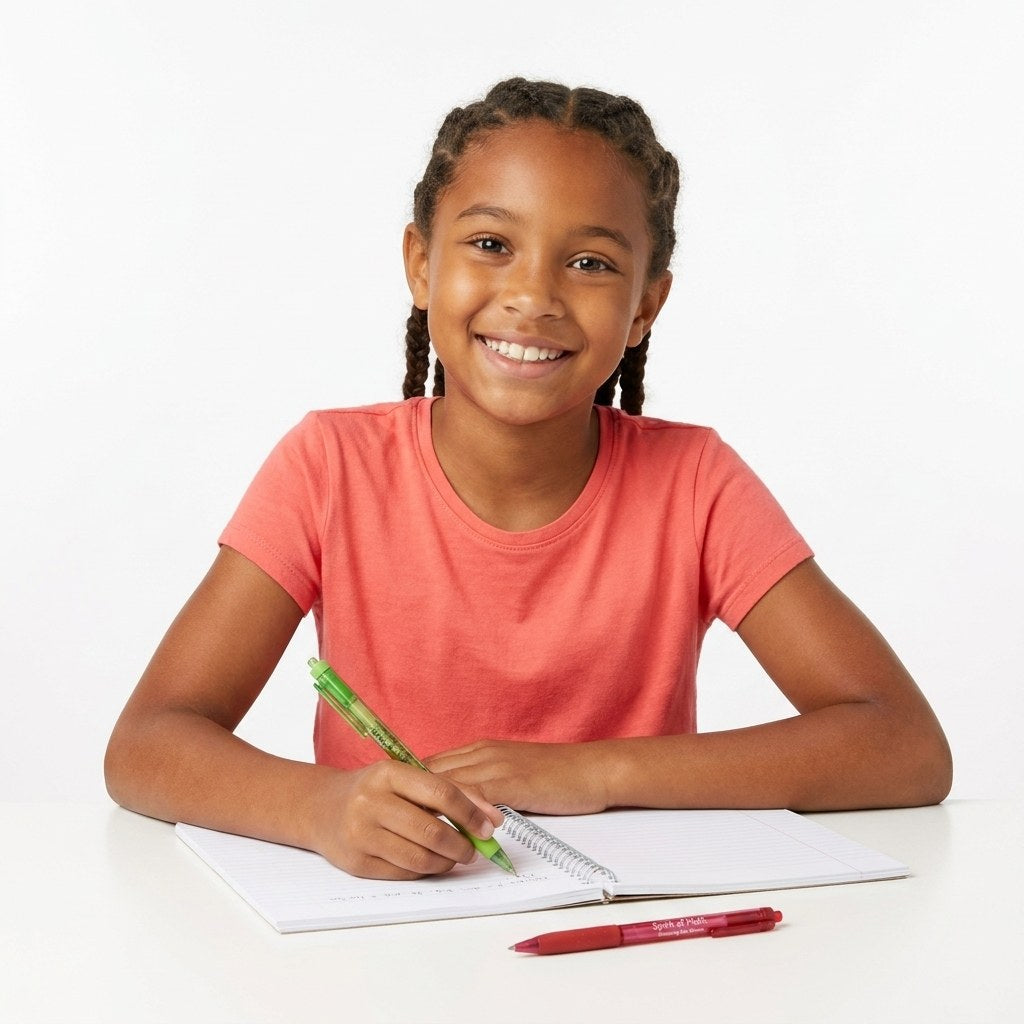 Spirit of Math Pen — used by a young model